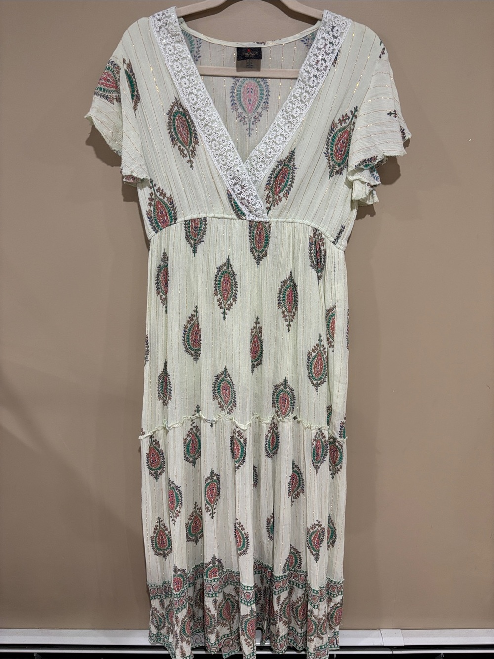 Free size boho maxi dress weigh gold a mirror detailing